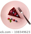 Cheesecake with berries on wooden background 108349623
