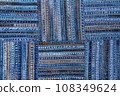 Denim fabric pattern in patchwork style. 108349624