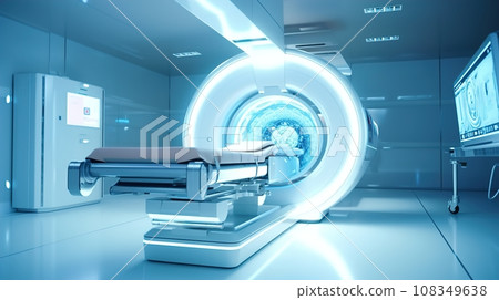 State-of-the-Art Medical Technology, Equipment and Medical Devices in a Modern Operating Room, Including X-Ray Device and MRI Scan, Setting the Stage for Advanced Healthcare, Ai generative 108349638
