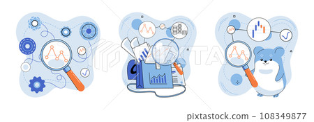 Stock market. Vector illustration. Stock market trading involves buying and selling stocks with goal making profit Data analysis is essential for evaluating stock market performance and identifying 108349877
