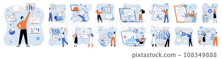 Technical analysis. Vector illustration. The market is influenced by various economic factors require careful analysis and understanding Money plays pivotal role in economy, and its management Technical analysis. Vector illustration. The market is influenced by various economic factors require careful analysis and understanding Money plays pivotal role in economy, and its management 108349888