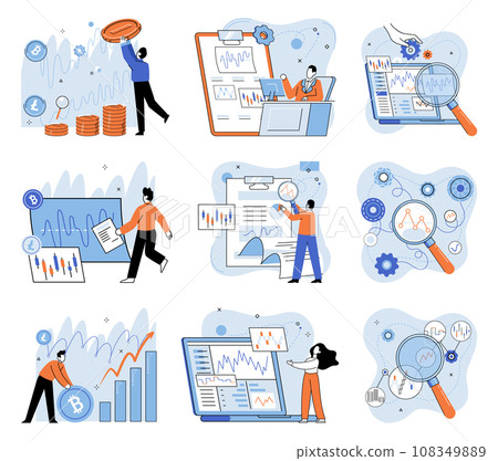 Technical analysis. Vector illustration. Businesses rely on technical analysis to assess economic environment and develop effective strategies The exchange information and ideas is crucial Technical analysis. Vector illustration. Businesses rely on technical analysis to assess economic environment and develop effective strategies The exchange information and ideas is crucial 108349889