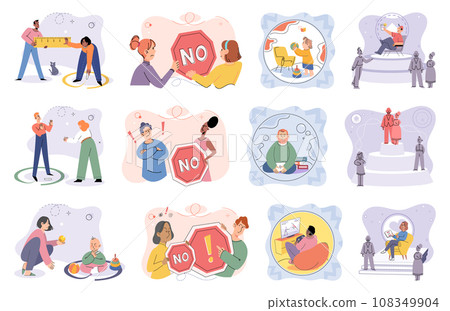 Personal space vector illustration. Nurturing interpersonal relationships entails finding balance between closeness and personal space Some individuals may require greater distance within Personal space vector illustration. Nurturing interpersonal relationships entails finding balance between closeness and personal space Some individuals may require greater distance within 108349904