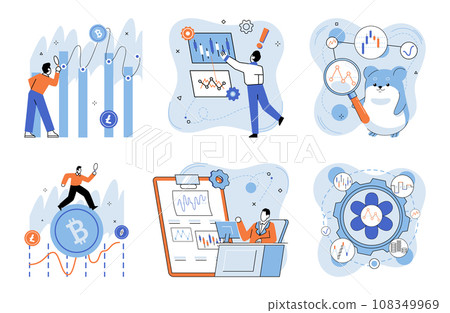Crypto market. Vector illustration. Currency fluctuations greatly impact profitability crypto investments Effective marketing strategies are essential for promoting crypto currencies and attracting Crypto market. Vector illustration. Currency fluctuations greatly impact profitability crypto investments Effective marketing strategies are essential for promoting crypto currencies and attracting 108349969