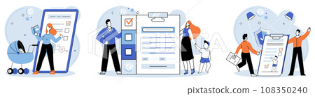 Child benefit. Vector illustration. Financial aid through child benefits supports families in their efforts to raise and protect their children The child benefit concept emphasizes importance 108350240