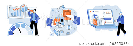 Business process. Vector illustration. Developing streamlined procedures is essential for successful business operations Improving work processes leads to enhanced business outcomes Success 108350284