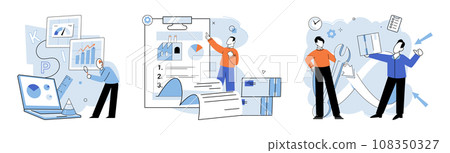 Business process. Vector illustration. Effective business processes are essential for smooth operations Procedures and methods streamline business development Planning and taking action 108350327