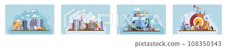 Industrial pollution. Dirty waste. Environmental pollution. Vector illustration. Trash emission has reached all-time high in recent years Environmental pollution is growing global crisis Dirty waste Industrial pollution. Dirty waste. Environmental pollution. Vector illustration. Trash emission has reached all-time high in recent years Environmental pollution is growing global crisis Dirty waste 108350343