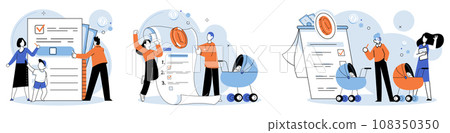 Child benefit. Vector illustration. The child benefit concept emphasizes importance financial stability for childrens well-being Child benefits serve as aide in ensuring children have access 108350350
