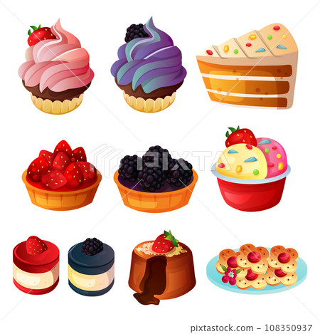 set of dessert icons set of dessert icons 108350937