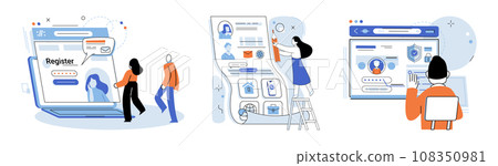 Account login. Vector illustration. To log on, you must enter your account credentials The account login concept emphasizes importance secure access Accessibility options should be available for users 108350981