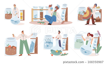 Lab test. Vector illustration. Investigating various factors helps scientists understand causal relationships Analyzing data from experiments provides valuable insights into scientific phenomena 108350987
