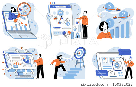 Business manage. Vector illustration. The concept business management involves organizing and coordinating various activities Enterprises require efficient management to achieve their goals Leading 108351022