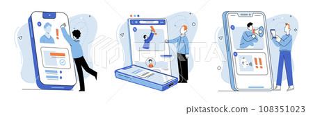 Mobile app marketing vector illustration. App analysis provides valuable insights into user preferences and behavior patterns Business occupations in mobile app marketing require deep understanding 108351023