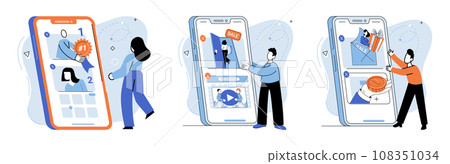Mobile app marketing vector illustration. Commercial success in app market hinges on effective marketing strategies Developing comprehensive marketing plan is crucial for targeting specific app user 108351034