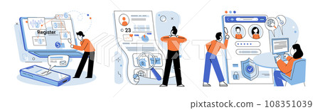 Account login. Vector illustration. Privacy measures should be in place to safeguard user data during login Ensuring individuality each account is essential for security The lock icon indicates login 108351039