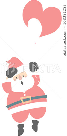 merry christmas and happy new year with cute santa claus and heart balloon, flat png transparent element cartoon character design 108351252