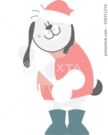 merry christmas and happy new year with cute dog and bone, flat png transparent element cartoon character design 108351254