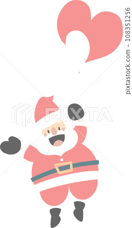 merry christmas and happy new year with cute santa claus and heart balloon, flat png transparent element cartoon character design 108351256