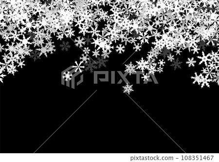 Christmas background with falling snowflakes. Winter holiday background or frame with pattern of layered snow. 108351467