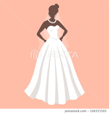 Bride in a wedding dress, silhouette. Luxury wedding illustration, template for invitation. Illustration, vector 108351503