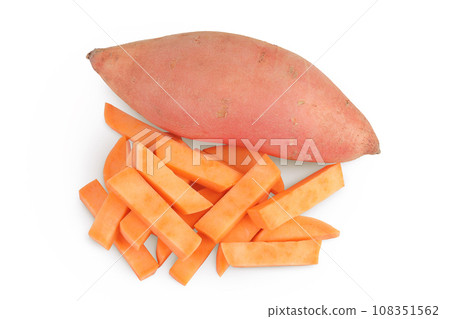 Sweet potato isolated on white background. Top view. Flat lay Sweet potato isolated on white background. Top view. Flat lay 108351562