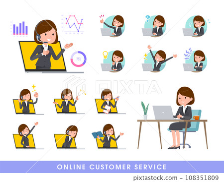 Set of business women serving customers online Set of business women serving customers online 108351809