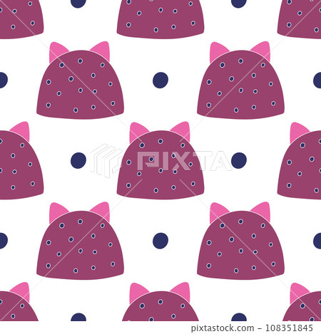 Winter children s hat. Seamless illustration. Design for fabric, wrapping paper or wallpaper 108351845