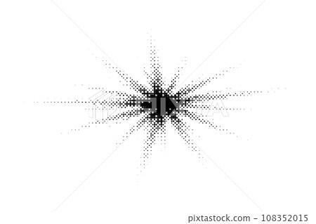 Halftone starburst with monochrome rays and circle dot pattern 108352015