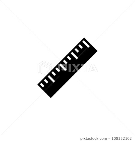 School Ruler, Length Measuring Tool. Flat Vector Icon illustration. Simple black symbol on white background. School Ruler, Length Measuring Tool sign design template for web and mobile UI element. School Ruler, Length Measuring Tool. Flat Vector Icon illustration. Simple black symbol on white background. School Ruler, Length Measuring Tool sign design template for web and mobile UI element. 108352102