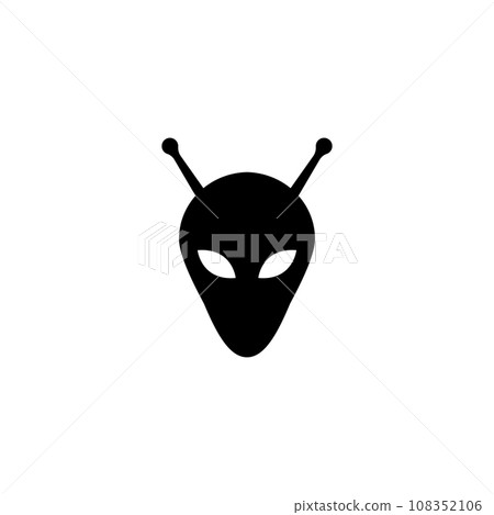 Extraterrestrial Alien Face or Head. Flat Vector Icon illustration. Simple black symbol on white background. Extraterrestrial Alien Face or Head sign design template for web and mobile UI element. Extraterrestrial Alien Face or Head. Flat Vector Icon illustration. Simple black symbol on white background. Extraterrestrial Alien Face or Head sign design template for web and mobile UI element. 108352106