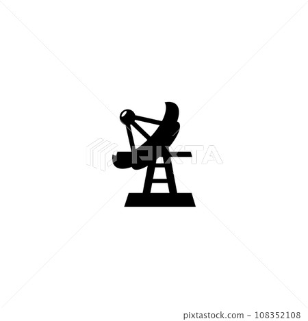 Parabolic Antenna, Satellite Television Dish. Flat Vector Icon illustration. Simple black symbol on white background. Parabolic Antenna, Satellite TV sign design template for web and mobile UI 108352108