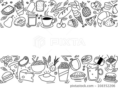 Food doodle with copy space. Vector illustration. 108352206