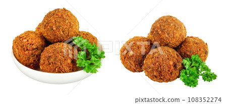 falafel in the bowl isolated on a white background with full depth of field falafel in the bowl isolated on a white background with full depth of field 108352274