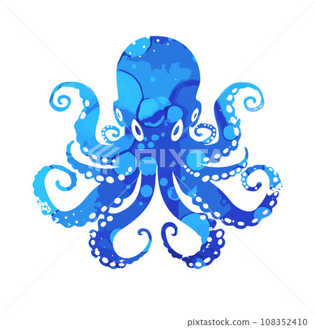 Blue octopus object. hand drawing. Not AI, Vector illustration 108352410