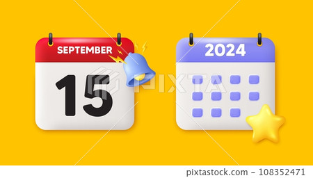 15th day of the month icon. Calendar date 3d icon. Event schedule date. Meeting appointment time. 15th day of September month. Calendar event reminder date. Vector 15th day of the month icon. Calendar date 3d icon. Event schedule date. Meeting appointment time. 15th day of September month. Calendar event reminder date. Vector 108352471