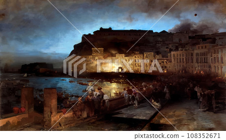 stylized vector version of Fireworks in Naples Achenbach Oswald stylized vector version of Fireworks in Naples Achenbach Oswald 108352671