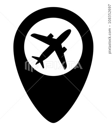 airplane and map pin airplane and map pin 108352697