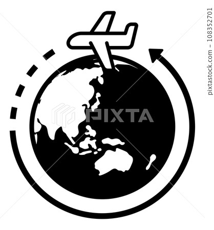 airplane circling the earth airplane circling the earth 108352701