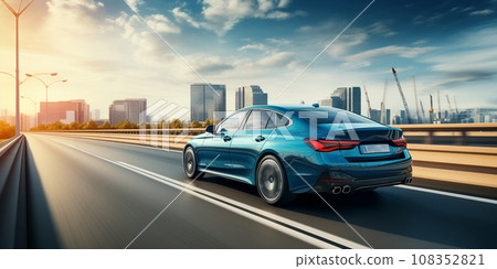 Business car moving fast on the freeway in the city Business car moving fast on the freeway in the city 108352821