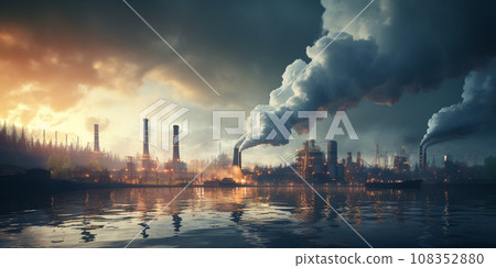 industry metallurgical plant dawn smoke smog emissions bad ecology aerial photography industry metallurgical plant dawn smoke smog emissions bad ecology aerial photography 108352880