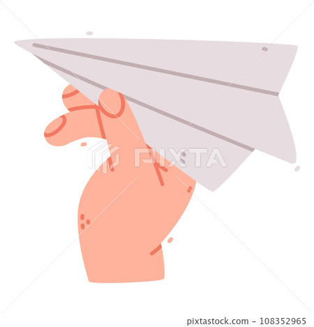 Human Hand Hold Folded Paper Plane Vector Illustration 108352965