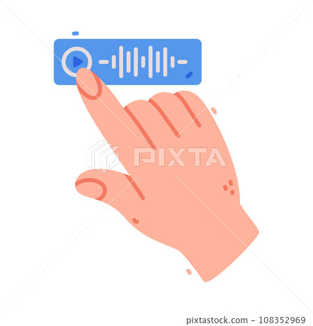 Human Hand Press Blue Audio Play Button Vector Illustration Human Hand Press Blue Audio Play Button Vector Illustration 108352969