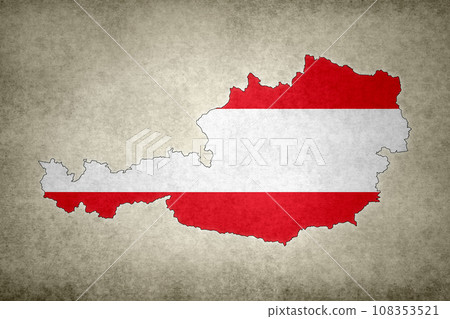 Map of Austria with its flag printed on a paper Map of Austria with its flag printed on a paper 108353521