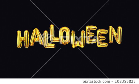 Golden luxury Halloween balloons on black background Golden luxury Halloween balloons on black background 108353825