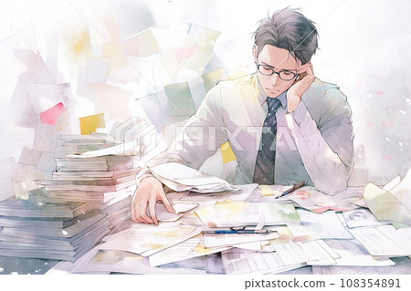 Businessman doing desk work "AI generated image" 108354891