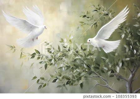 鴿子和橄欖樹“AI生成圖像” 108355393