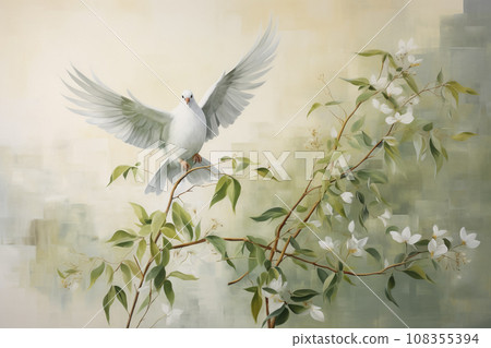 鴿子和橄欖樹“AI生成圖像” 108355394