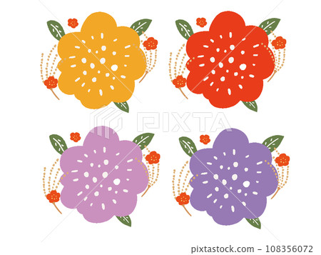 Large camellia flower background illustration set in various colors Large camellia flower background illustration set in various colors 108356072
