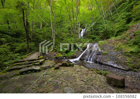 Utsue 48 Falls, Hirataki and Hako Falls visible on the upper level (Kokufu Town, Takayama City, Gifu Prefecture) 108356082